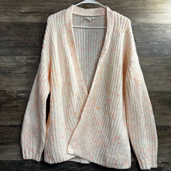 American Eagle Outfitters Sweaters - American Eagle Outfitters Cream and Neon Chunky Knit Cardigan